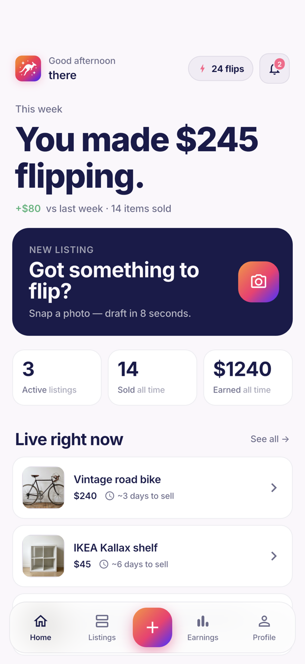 Your earnings at a glance