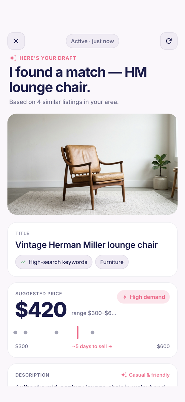 AI writes the listing